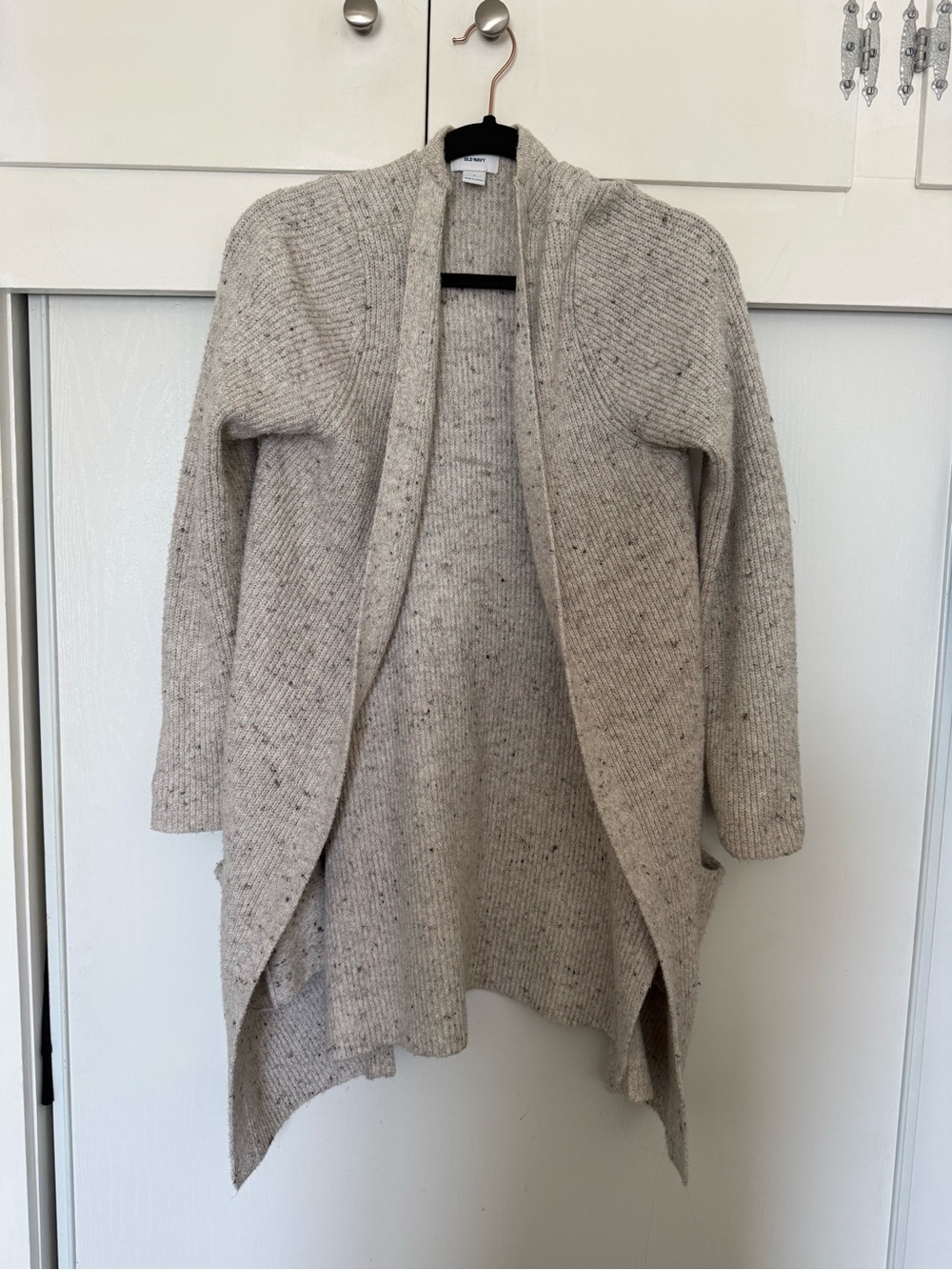 Old Navy Cream Speckled Open-Front Cardigan